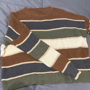 Striped Brown and Green Men's Sweater